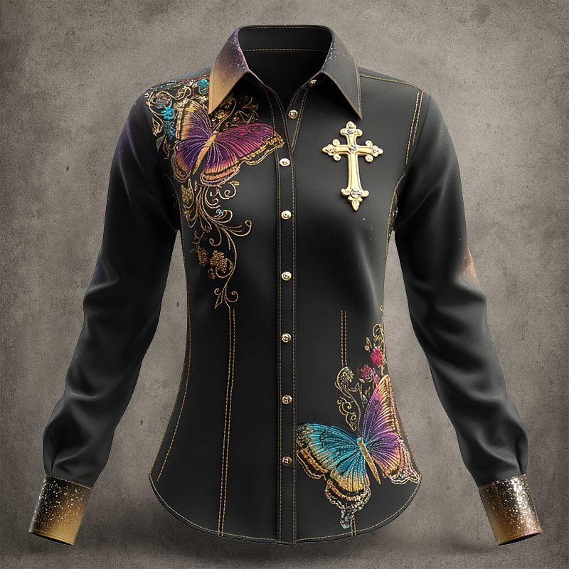Women's Spring 2026 3D Retro Pattern Print Shirt