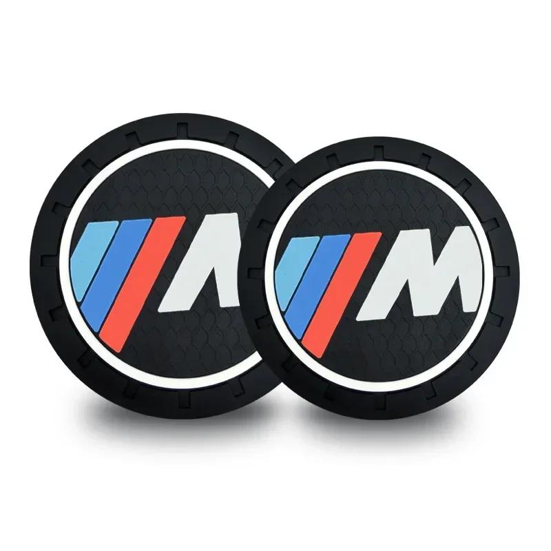 For BMW 2Pcs Car Cup Coaster Waterproof Non-Slip Water Cup Pad Holders Car Interior Accessories For BMW E46 E90 E60 F10 F30 G30