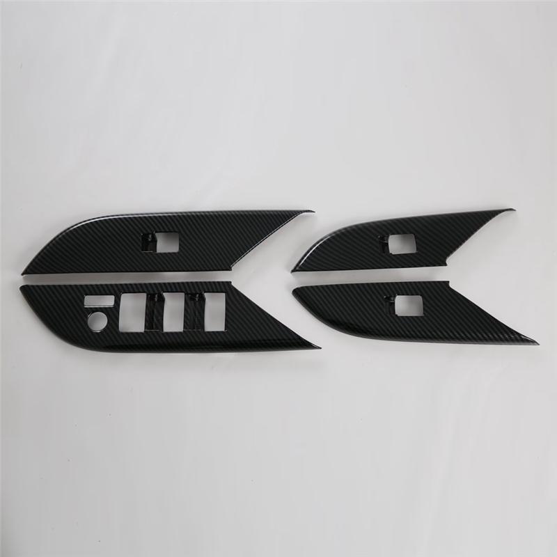 For Toyota Hilux 2024 ABS Carbon Fiber Car Windows Lift Switch Panel Cover Trim Decoration Accessories-A87Q
