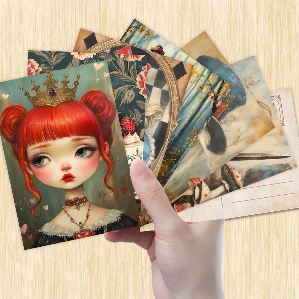 32 Stück, Alice im Wunderland Postkarten, Fantasy, Geburtstags-/Jubiläumsgeschenke, Sammlerstücke, Zum Verschenken geeignet, Versendbar.