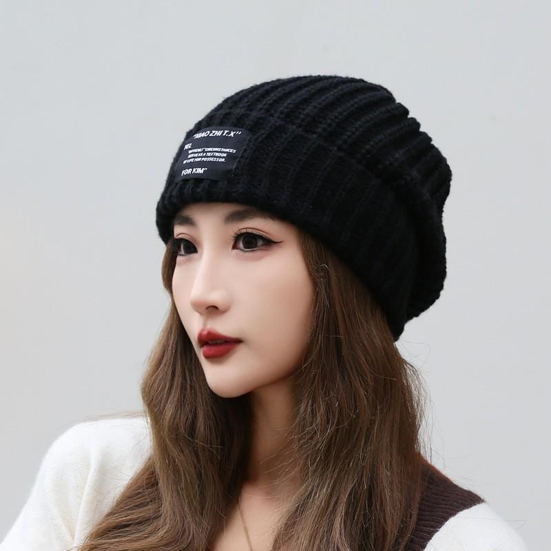 Hat Men's Autumn and Winter Trend Couple Wool Hat Men's and Women's Warm Versatile Cold Hat Loose Big Head Circumference Knitted Hat Men's