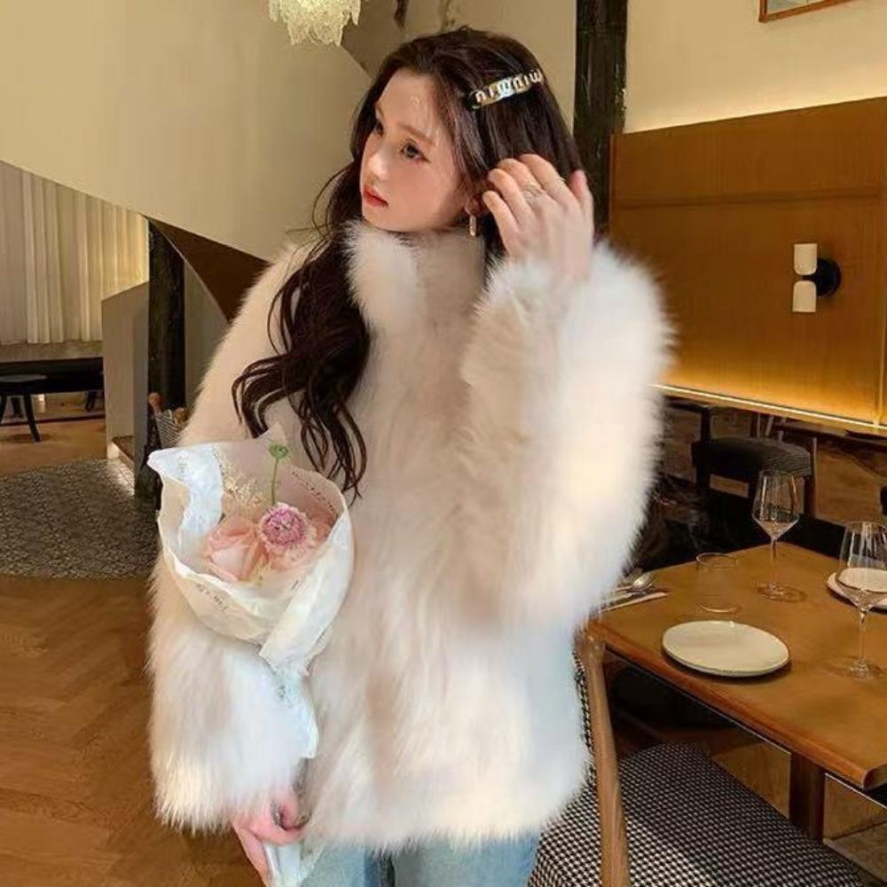 Zima Nowe Futro Lisie Futro Przyjazne Środowisku Wysoki Zmysł Mały Zapach Temperament Ciepła Pogrubiona Pluszowa Kurtka