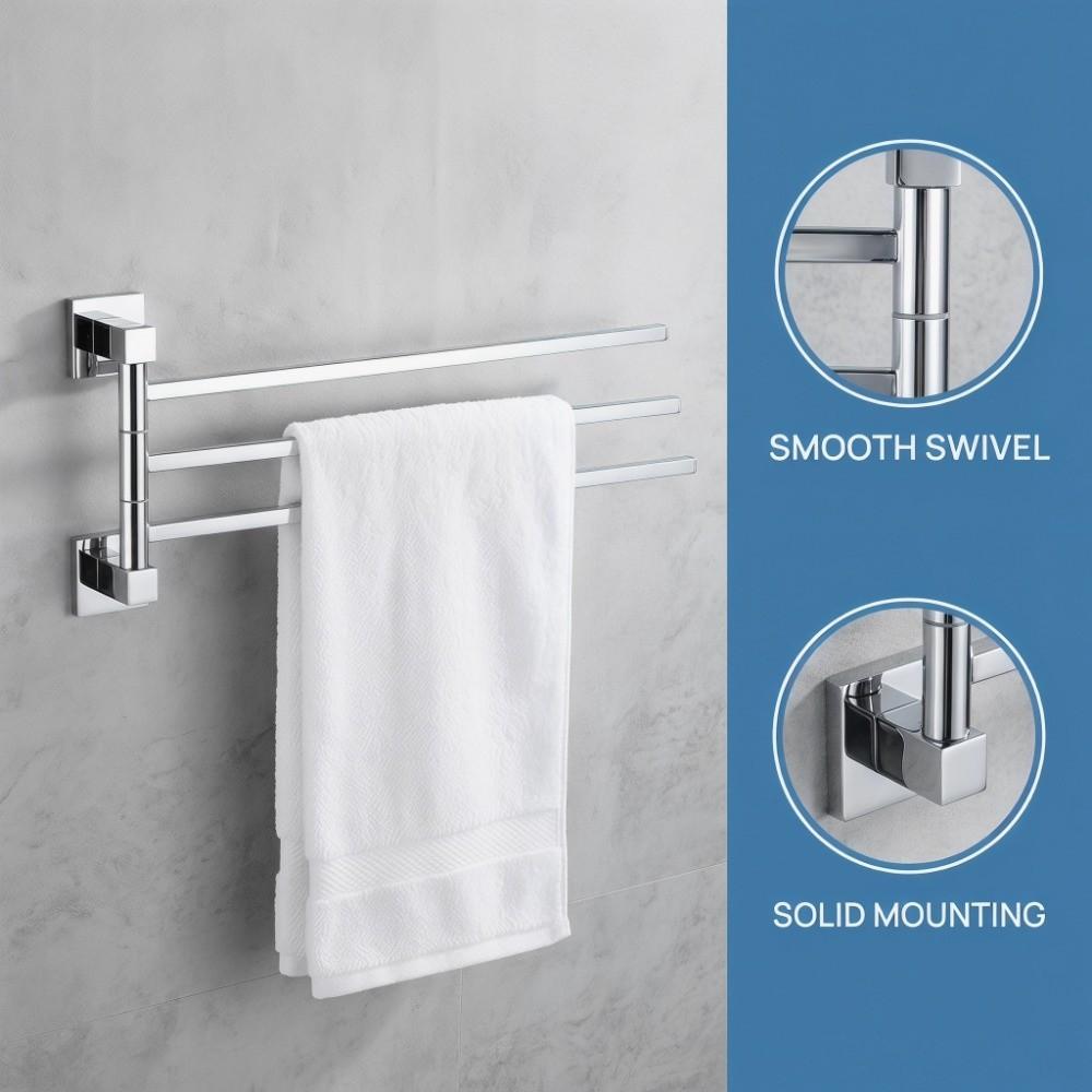 Silver Towel Rack Rotatable Towel Holder Durable Towel Bar Home Supplies