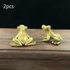 Brass Frog Statue Ornament Retro Animal Figurines Tea Pet Desktop Home Office Decor Mini Micro Garden Landscaping Decoration
