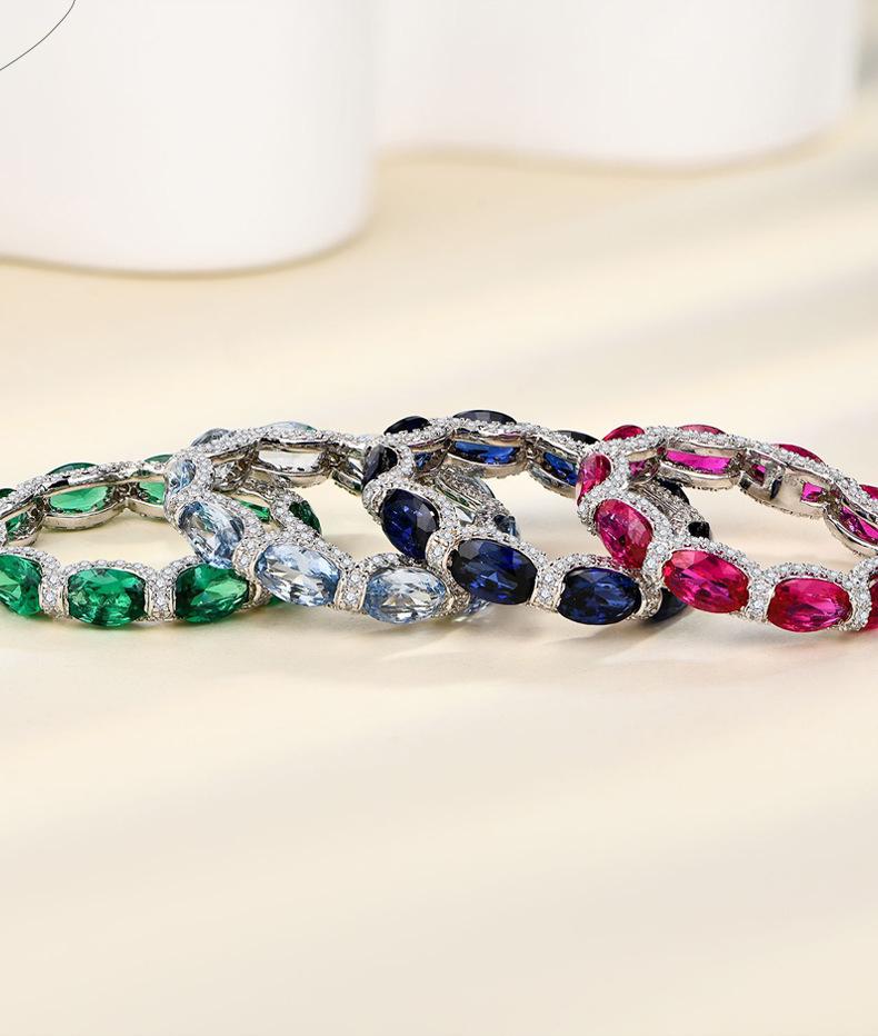 European & American S925 Sterling Silver Ring with Multicolor Gemstones, Paved Diamonds, Ruby, Green Stone & Synthetic Spinel
