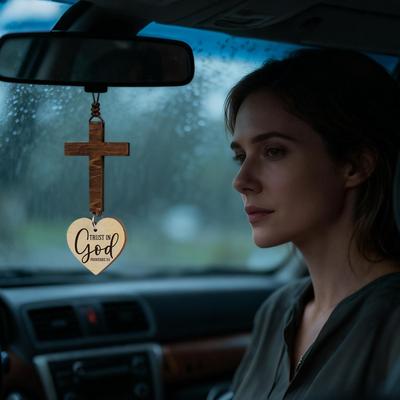Croix Pour Rétroviseur Chrétien Verset Biblique Pendentif Jésus Décorations de Voiture Pour Femmes Hommes Conducteur Véhicule Camion SUV Intérieur