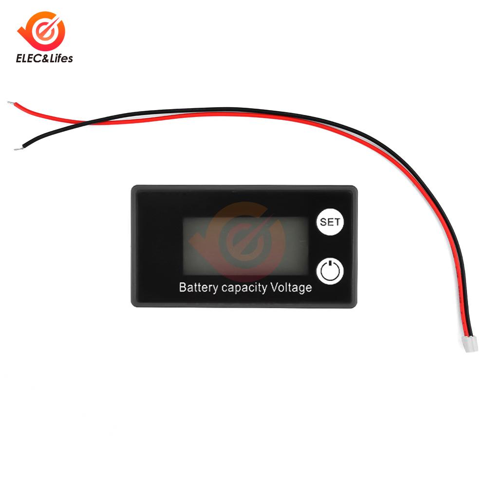 DC 8V-111V Battery Capacity Indicator LCD Digital Electricity Meter Lead-acid Lithium LiFe PO1 Voltage Tester for Car Motorcycle
