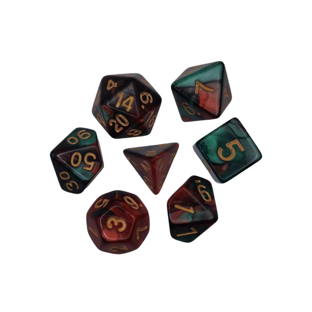 Colorful Set of 7 Polyhedral Dices for Interactive Math Teaching and Bar Table Games