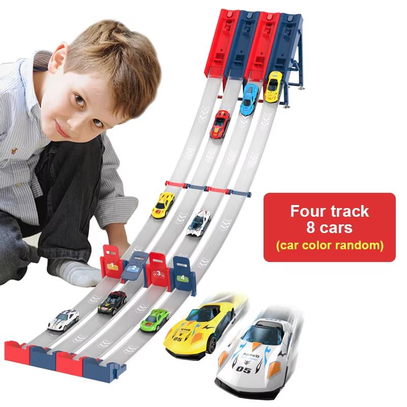 Stunt Speed Double Car Wheels Model Toys For Kids Racing Track Diy Assembled Rail Kits Educational Interactive In Stock