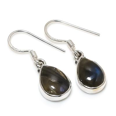 Natural Labradorite Gemstone 925 Solid Sterling Silver Gift Earring 1.25" L4n66