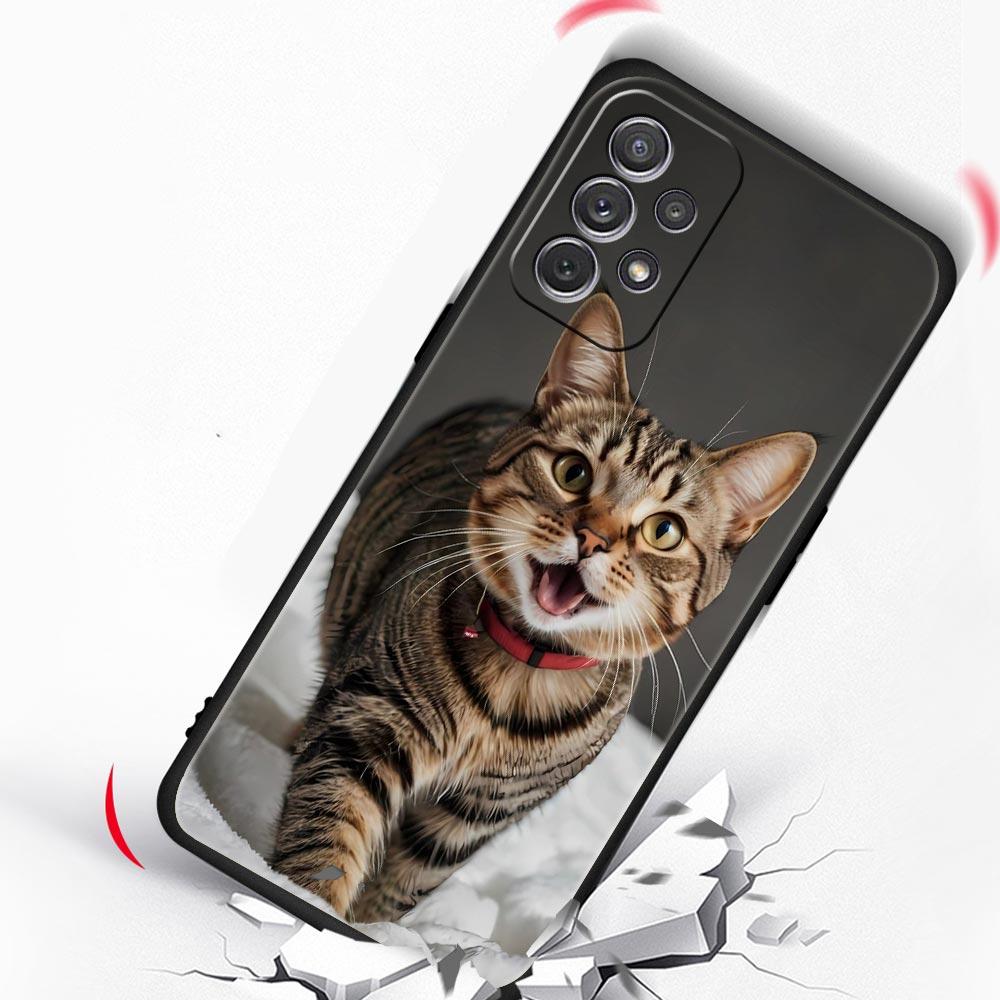 Kawaii Love Cat Phone Case For Samsung Galaxy A17 A07 A55 A35 A25 A15 A05s A33 5G A31 A23 A21s A13 A41 A73 A53 A51 A71 A03 Cover