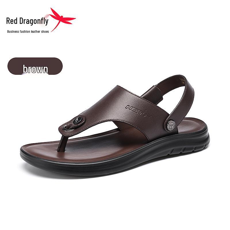 Red Dragonfly Men s Genuine Leather Thong Sandals - Soft Sole Flip-Flops for Summer Beachwear 42 коричневый