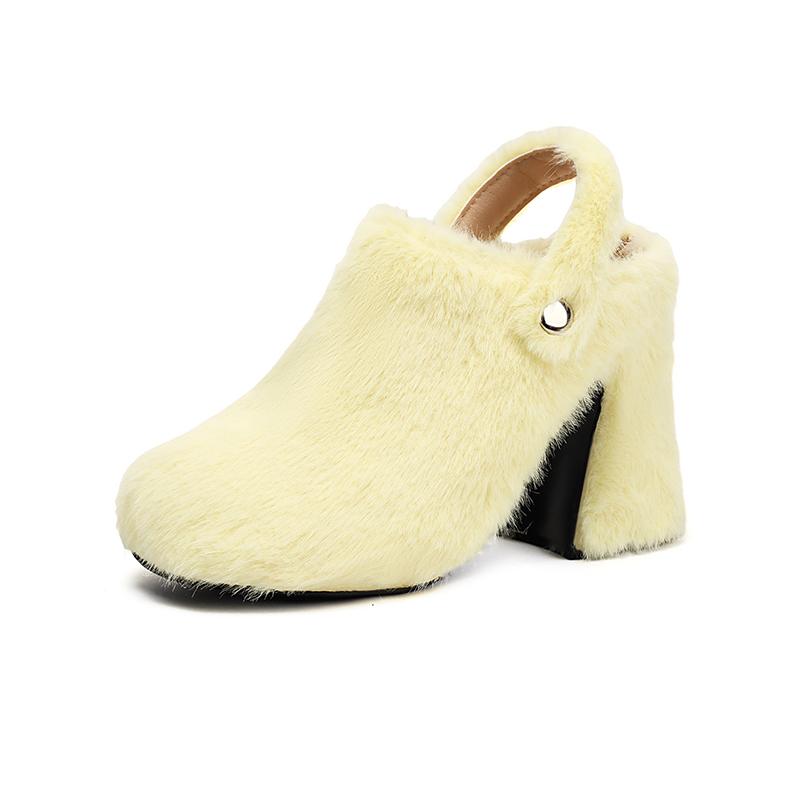 Grande Taille Matière Synthétique Crin de Cheval Talon Super Épais Sandales Éponge Mixte Chaussures Confortables Poilues Sandales à Talons Hauts