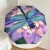 Stained Dragonfly On Lotus Flower Automatic Opening Folding Umbrella - Portable 3-Fold Design with 8-Bone Steel Frame, Gift for Fans, Travel