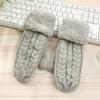 Women's Cozy Fleece Wool Knit Mittens, Grey, 10cm x 23cm