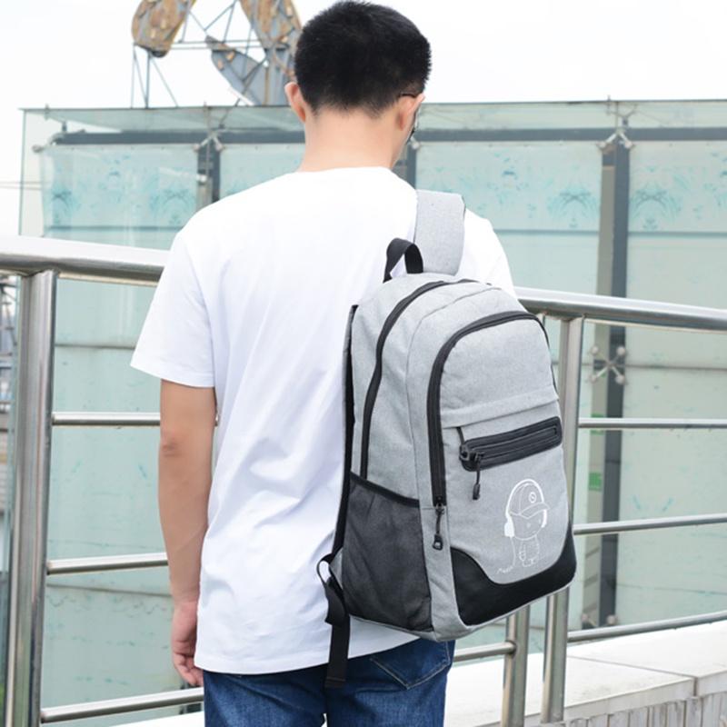 Cute Cartoon Printed Night Luminous Waterproof Laptop Backpack With Usb Charging