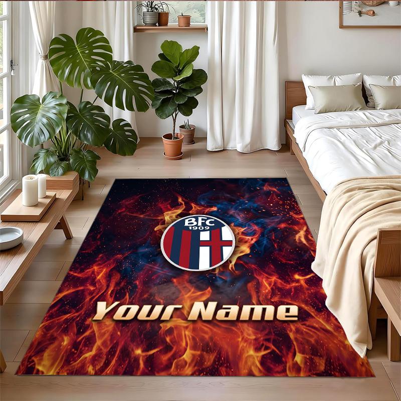 Crystal Velvet Rug Custom Name Text, Soft Non Slip Floor Mat Home DecorBologna FC