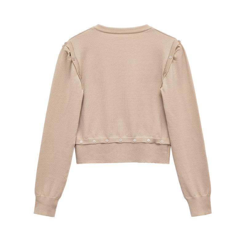 European and American Style New Women's Fashionable Versatile Button Decoration Detachable Long-sleeve V-neck Knit Sweater