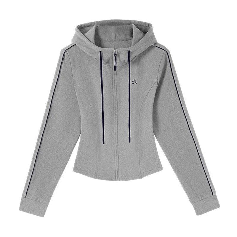 

Американская ретро классическая полностью хлопковая толстовка с капюшоном приталенного силуэта, ветрозащитная, для бега осенью/зимой Small хизер серый