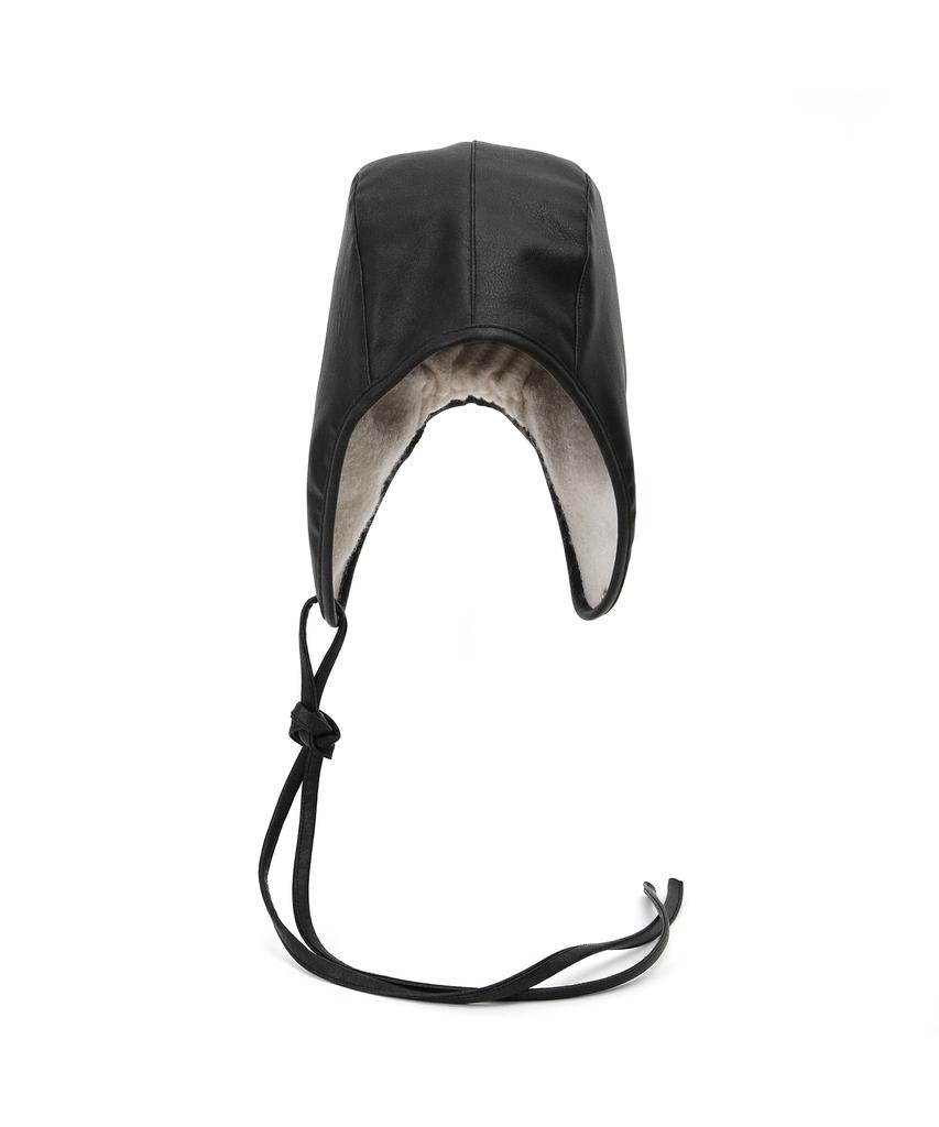 Eondeokeonteulolseutyudio Leather Fleece Reversible Earflap Winter Aviator Hat Beanie Aviator Hat / Reverse / G Leather Bk