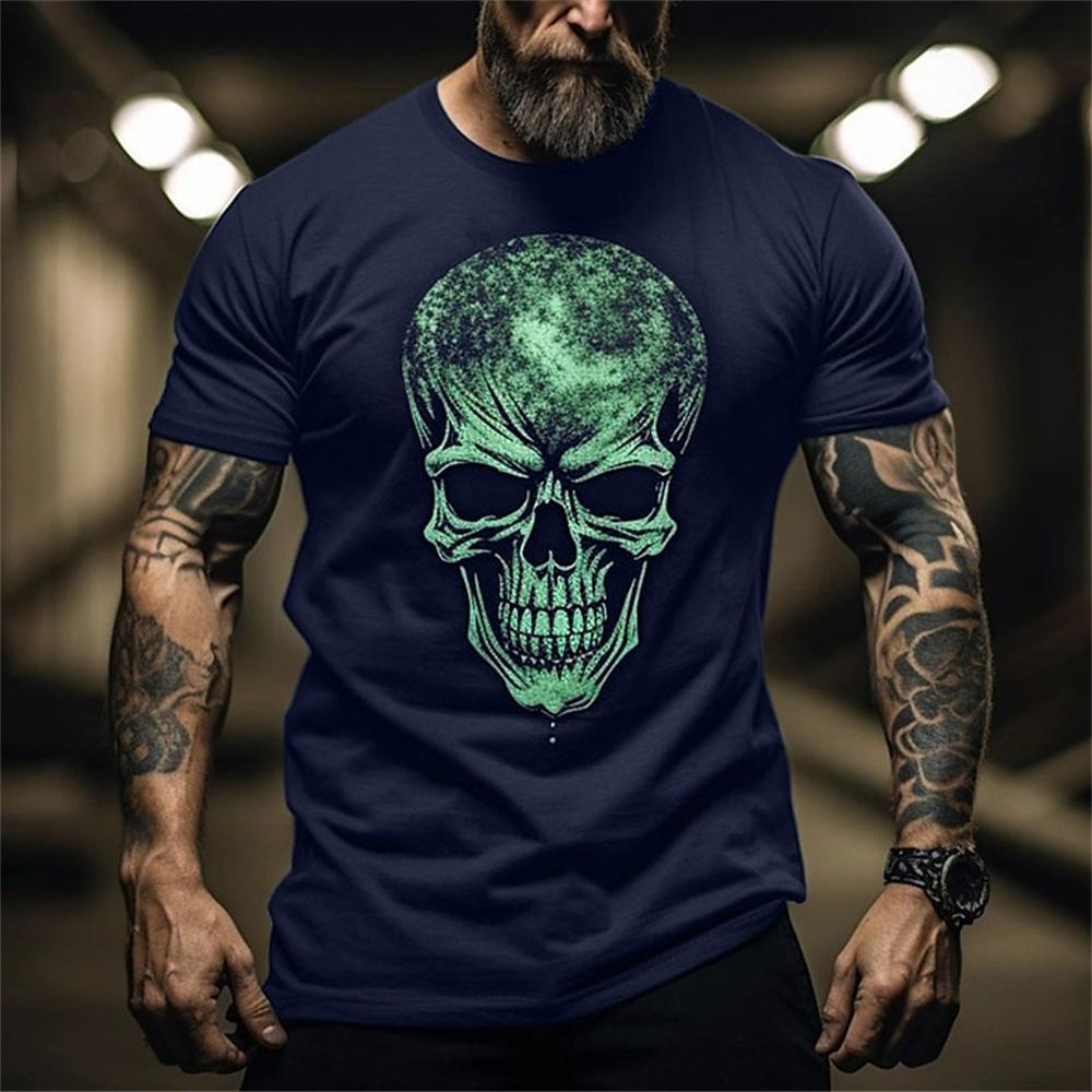 Skeleton 3D Printed Muscle Men's T-shirt Retro Short Sleeved Streetwear Hip-hop Top T-shirt Men's Plus Size Clothing