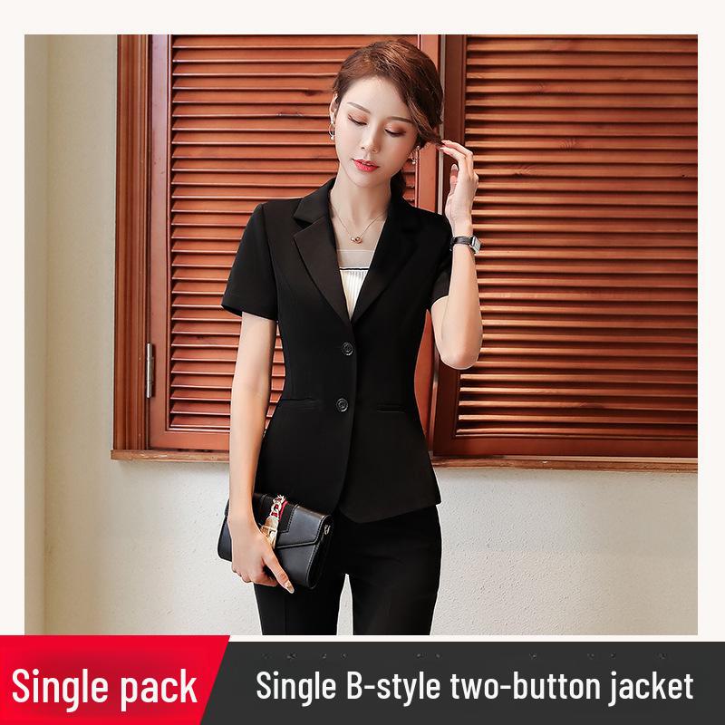 

Женский профессиональный летний костюм: Формальный пиджак с короткими рукавами с юбкой или брюками XL