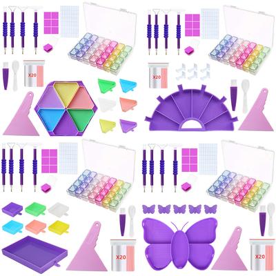 5D Diamond Painting Tablett-Kits Großes Fassungsvermögen Bohrerplatte Rollstift Tonablage Perlen Aufbewahrungsbox Diamantstickerei Tablett-Sets