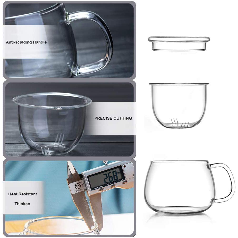350ml Glass Tea Cup Office Heat Resistant High Temperature Explosion Proof Milk Rose Flower Mug Tea Cup with Tea Infuser