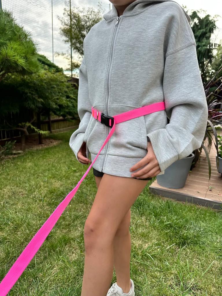 Dog Leash with Shock Absorber 280cm NEON PINK Adjustable Sports