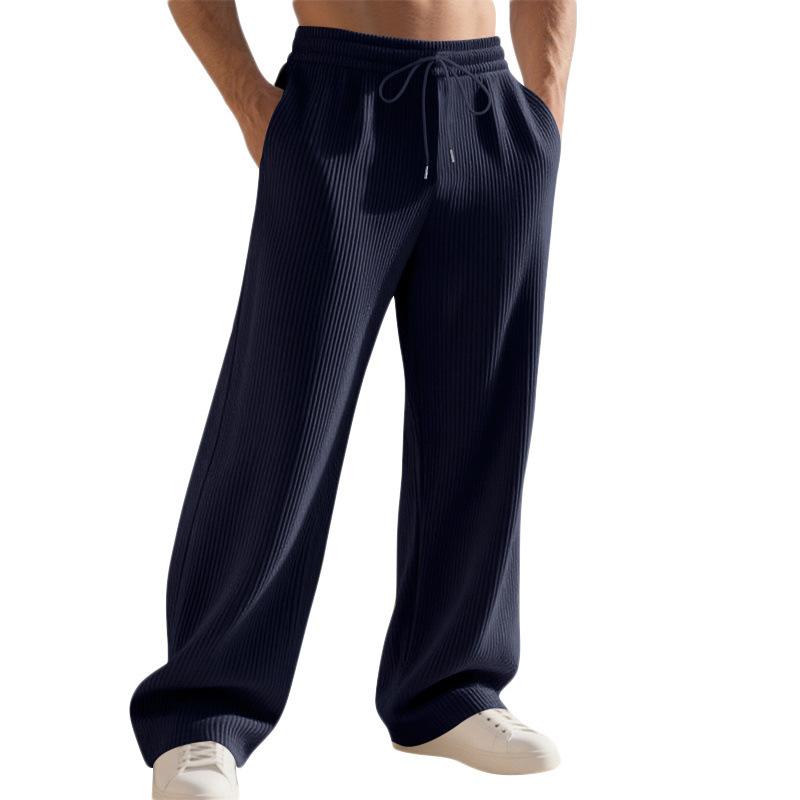 Herren einfarbige Cord-Hose mit Kordelzug und weitem Bein, lässig