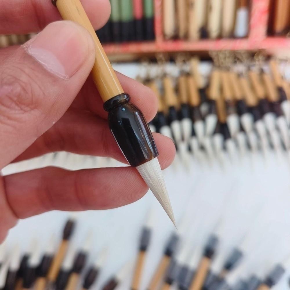 Portable Mini Chinese Calligraphy Brush 9cm Size Bamboo Handle Pocket Size Writing Brush Small Reusable