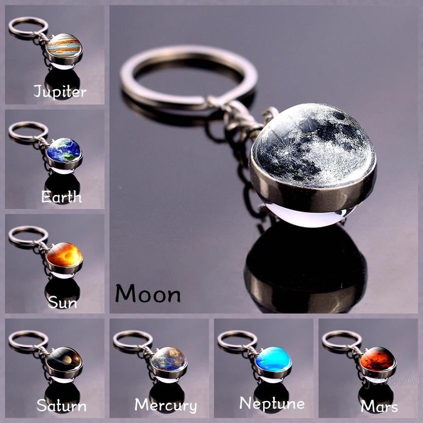 Planets Jewelry Picture Glass Luminous Glow Keychain Key Rings Gift Choices
