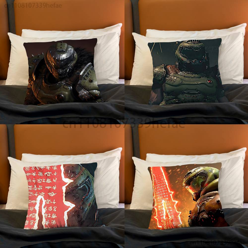 DDoomslayer Game Pillow Case Plush Pillow Cases Home Decoration Pillow Cover for Sofa Bed Chair Living Room