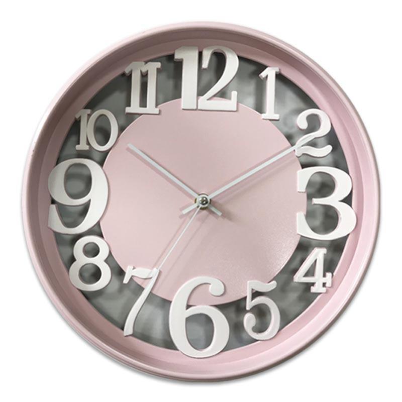 Кварцевые настенные часы, Высококлассные настенные часы, Часы для дома, гостиной, Настенные современные простые креативные настенные часы 12 inch pink
