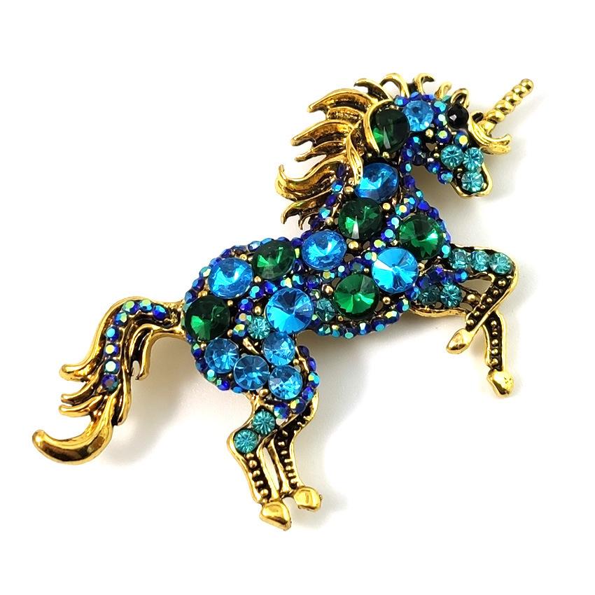 Crystal Galloping Horse Brooch: Electroplated Retro Animal Pin for Women s Clothing