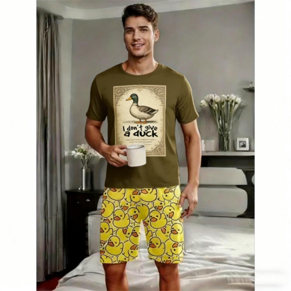 Kids Set Funny Duck Printed Kids T-shirt and Shorts 2 Piece Set Summer Casual Outdoor Boys and Girls Outfit Kids Clothing