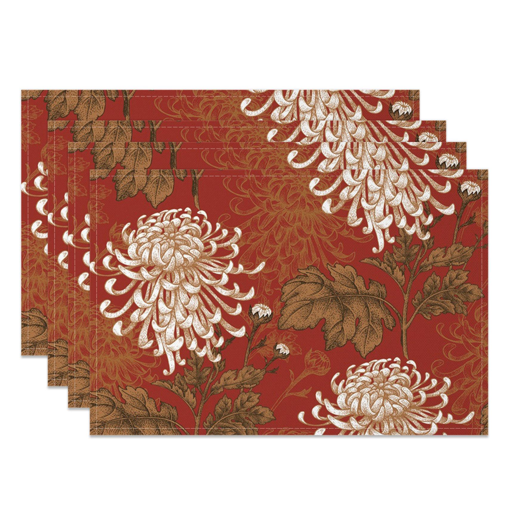

Elegant Floral Rose Placemats Set - Vintage Inspired Table Mats for Dining, High Tea, Wedding Decor - Delicate & Sophisticated D 30x45cm-4PC