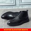Autumn Winter Man Platform Boots Warm Height Increasing Boots Men Brogues Leather Shoes High Heel Shoes Male Elevator Boots