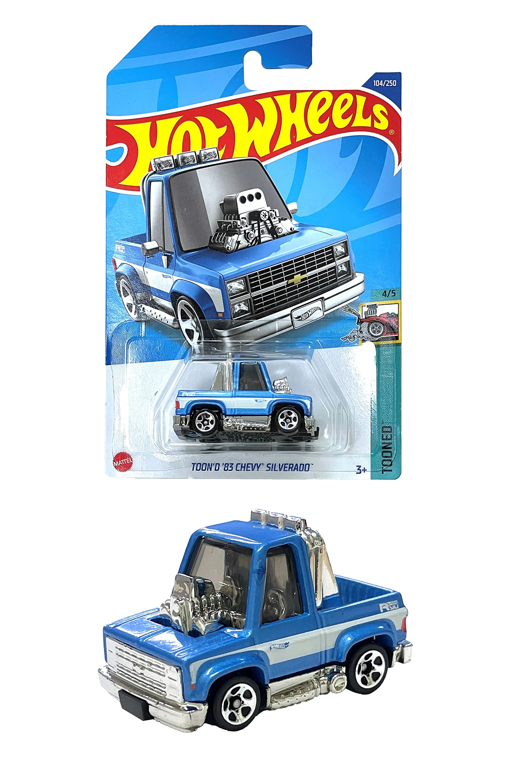 

Hot Wheels Базовая машинка Тюнингованный Chevy Silverado 3 и HHF04 83 [Возраст и старше] синий