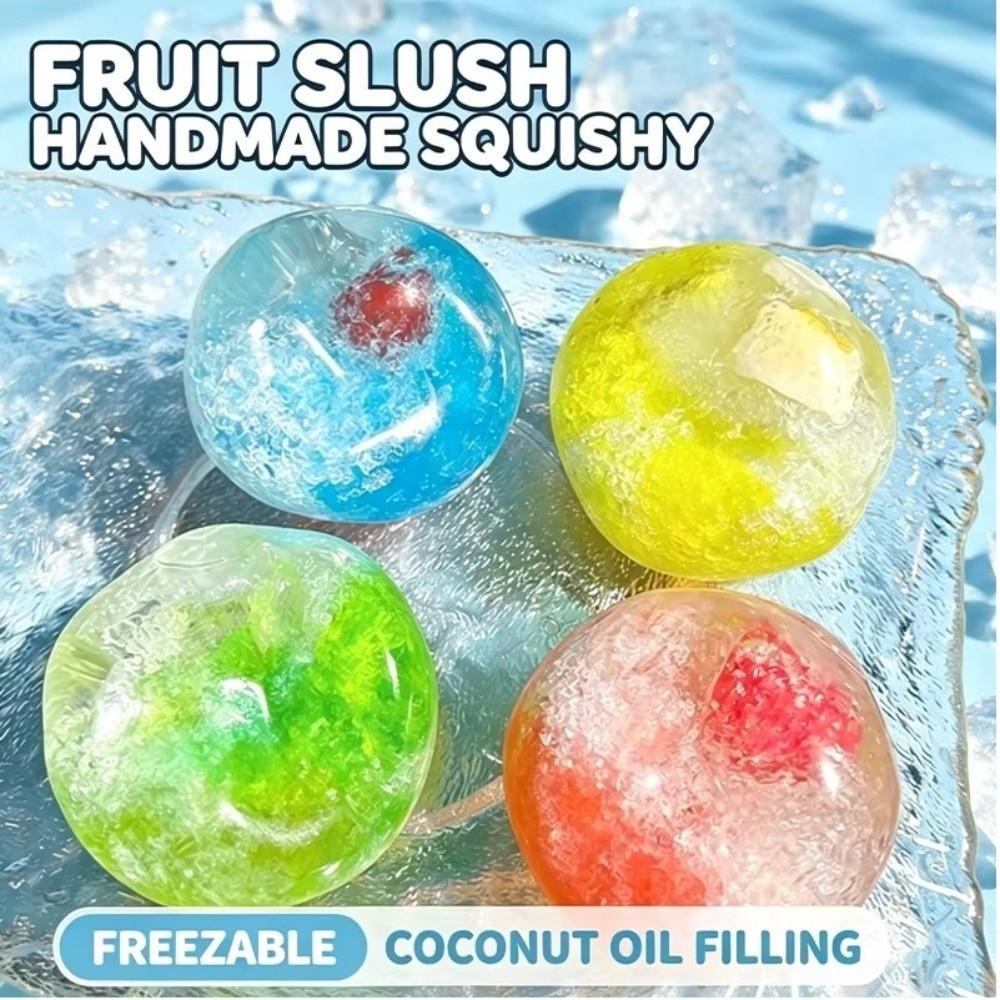 Slushie Fruit Slush Squishy Toy Fruit Smoothie Ice Cracked Crystal Ball Crispy Skin Ball  Portable