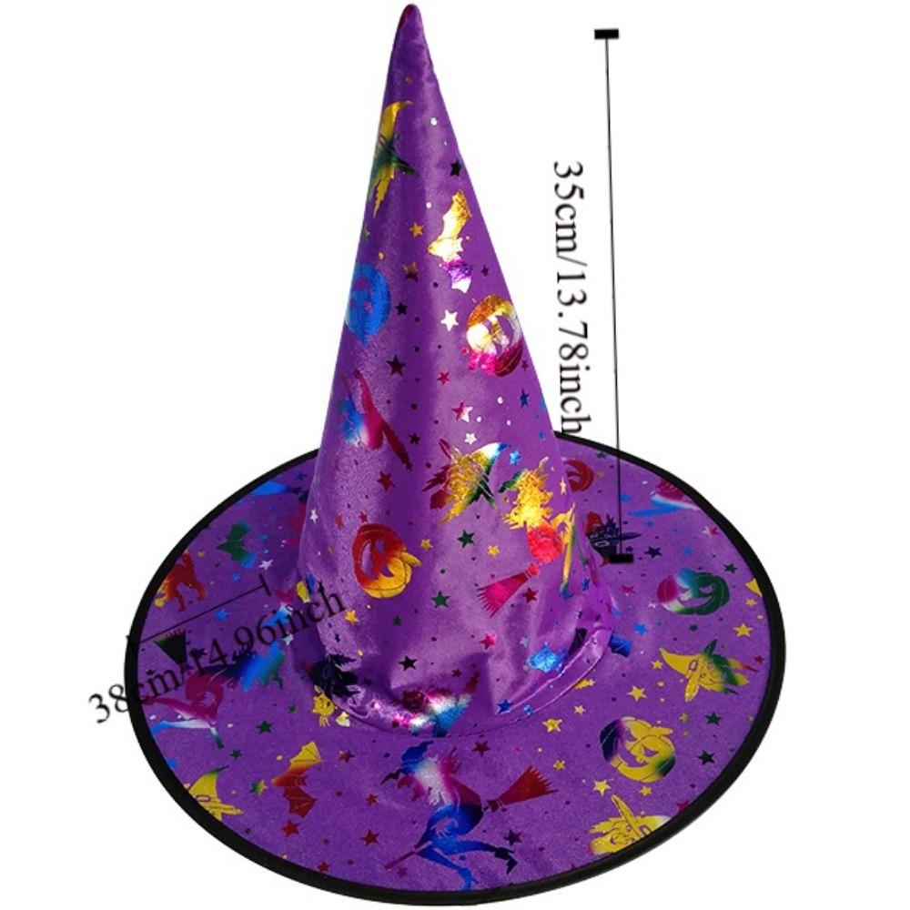 Colorful Halloween Witch Hat Cosplay Costume Props Skull Pattern Children Wizard Cap Party Props Halloween Cosplay Accessories
