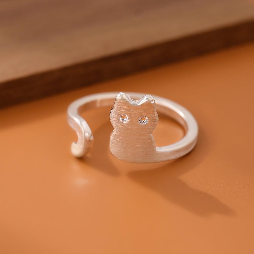 New Fashion Simple Small 925 Sterling Silver Jewelry Not Allergic Fresh Rachel Cat Animal Opening Rings    R029