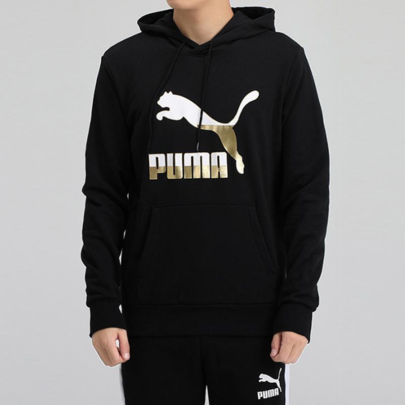 PUMA CLASSICS Sweatshirts Men's Black Gold Hooded Moderate Regular 599300-51