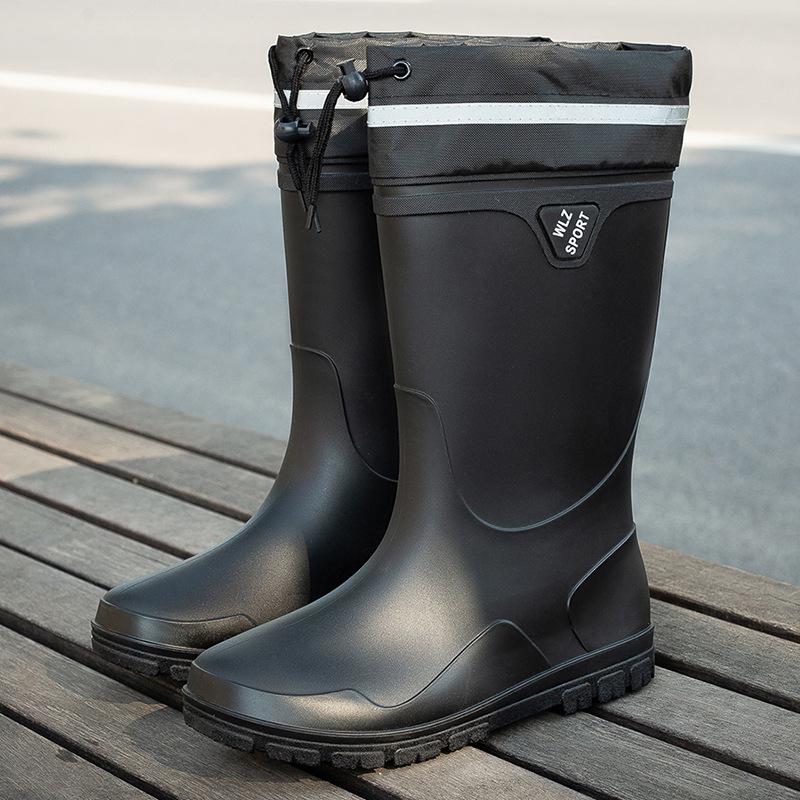 New Thickened Rain Shoes Men's Short Tube Non-slip Waterproof Shoes Wear-resistant Medium Tube Warm Bundle High Tube Rain Boots Rubber Shoes