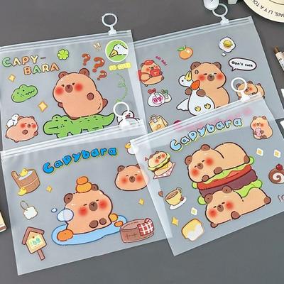 PVC Capybara File Bag Cute Cartoon Zip File Bag New Test Paper Storage Pouch  Student