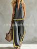 Women's summer casual wide-leg pants two-piece fashion trendy 1116 new European and American style sleeveless loose shoulder suit