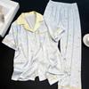 Spring And Summer Wind Floral Simulation Silk Pajamas Women'S Short-Sleeved Trousers Can Be Worn Outside Loungewear