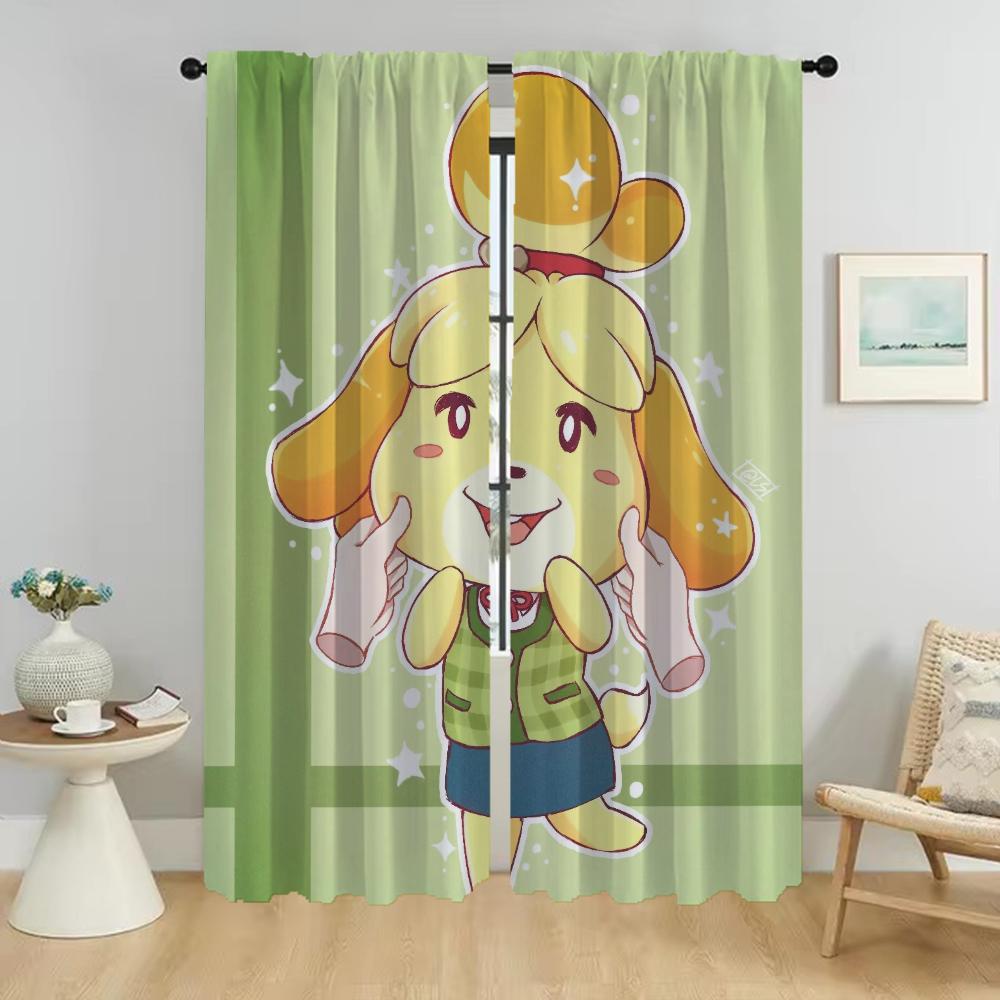 Animal Crossings Anti-mosquito Curtains for Living Room Shades Window Curtain for Room 2 Panel Partition Home Interior Curtains