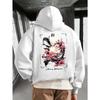 Pánská vintage mikina Podzimní Tradiční Japonský Drak Sakura Měsíc Rám Zadní potisk Volný Asijská Streetwear Pulovr Mikina