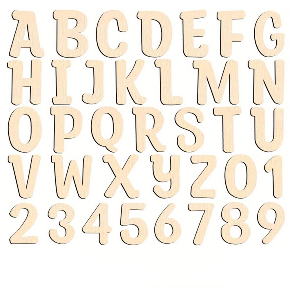 Unfinished Wooden Alphabet Letters and Numbers Focal Small Wood Letters for DIY Painting Arts Kids Spelling Learning